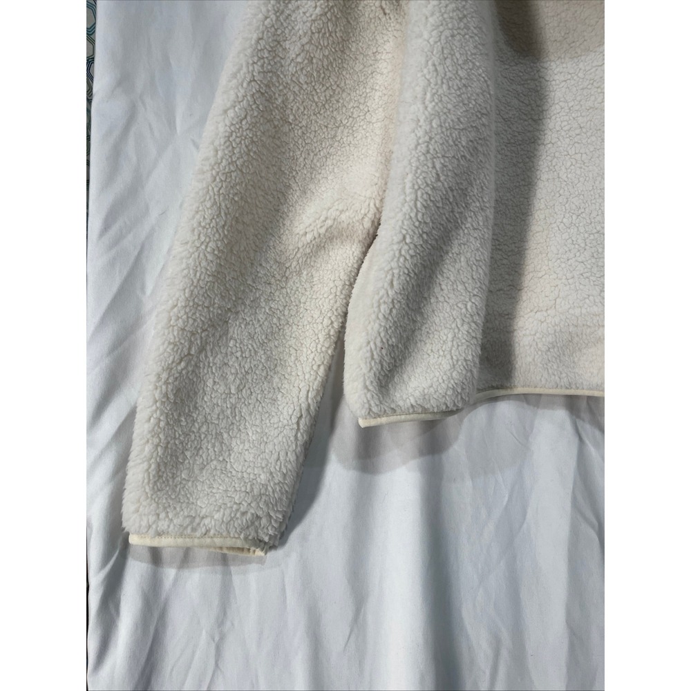 Eddie Bauer Chill Out Fleece Hoodie Womens XL Ivory Sherpa Pullover Snap 6454 - Picture 9 of 10